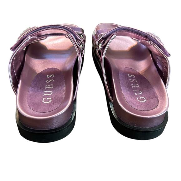 GUESS Fabula Lug-Sole Logo Footbed Sandals Slip On  Metallic Pink NEW Size 5 - Picture 3 of 9